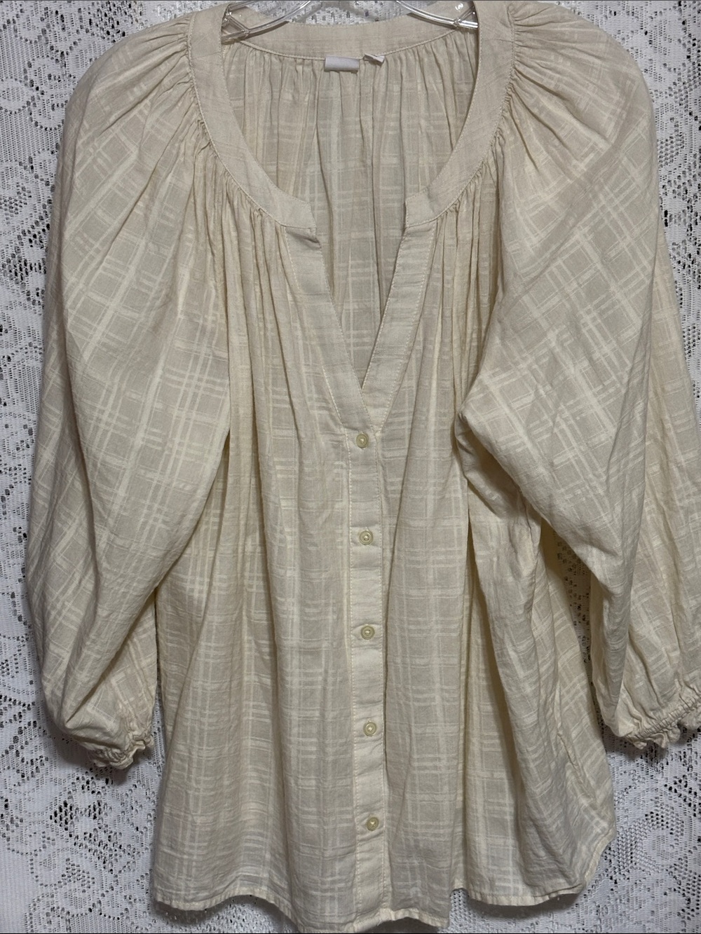 Women's GAP Cream Peasant Button-Front Blouse Size L